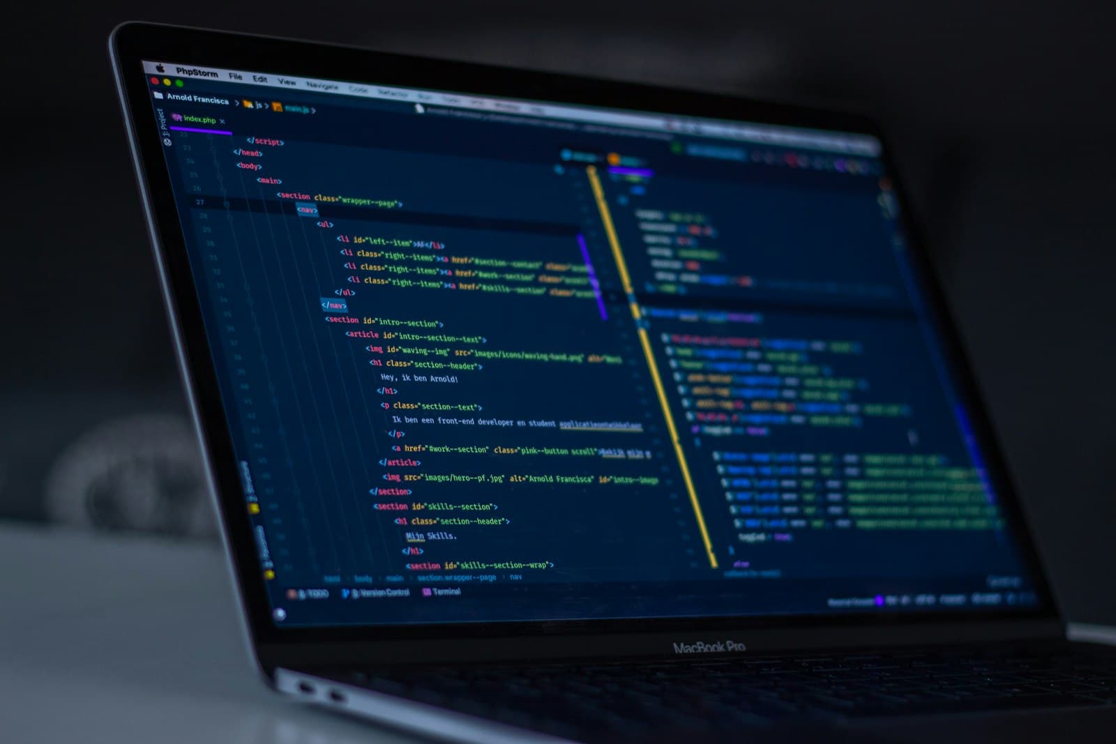 Code editor showing software development in progress