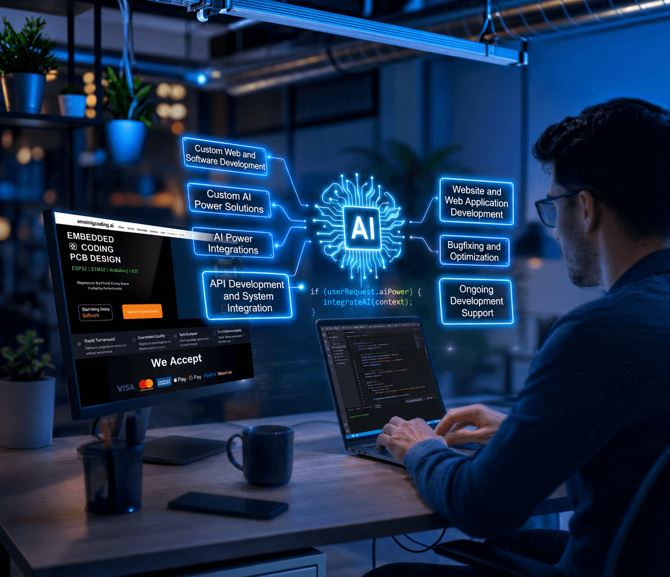 Developer with AI-assisted software development workflow